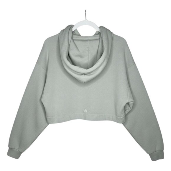 Alo Yoga Bae Cropped Hoodie Green Tone Soft French Terry Relaxed Fit Small - Picture 5 of 7